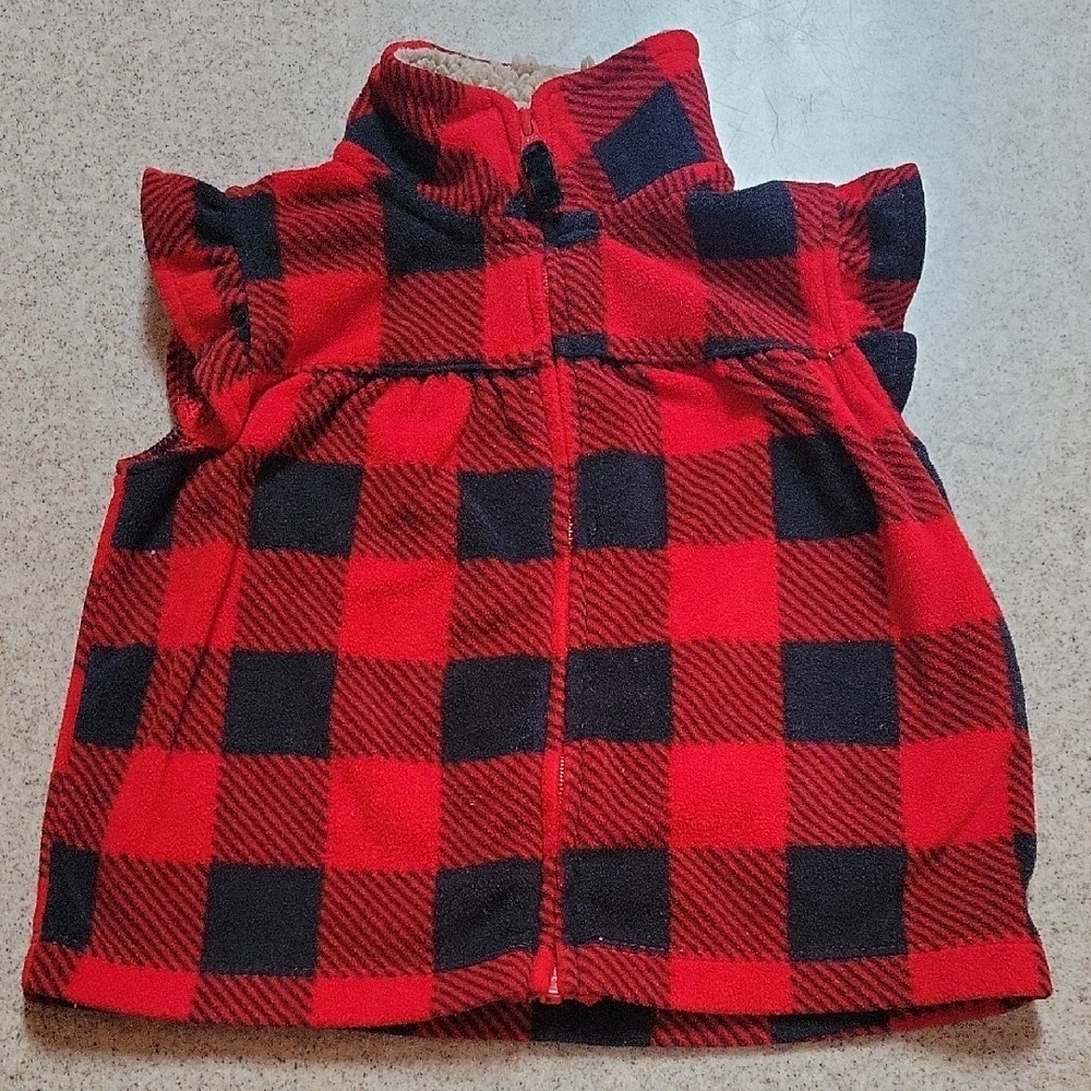 Carter's Plaid Red and Black Vest Size 12 Months